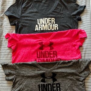 Under Armour womens V-Neck Tees - Black, Pink, Gray